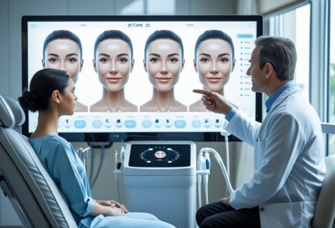 Cirurgião utilizando o Crisalix 3D com cliente