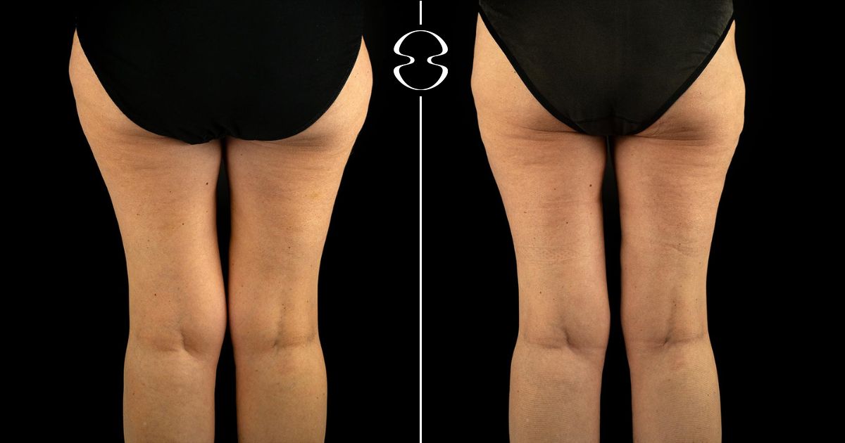 lipoaspiracao coxas e joelho antes e depois